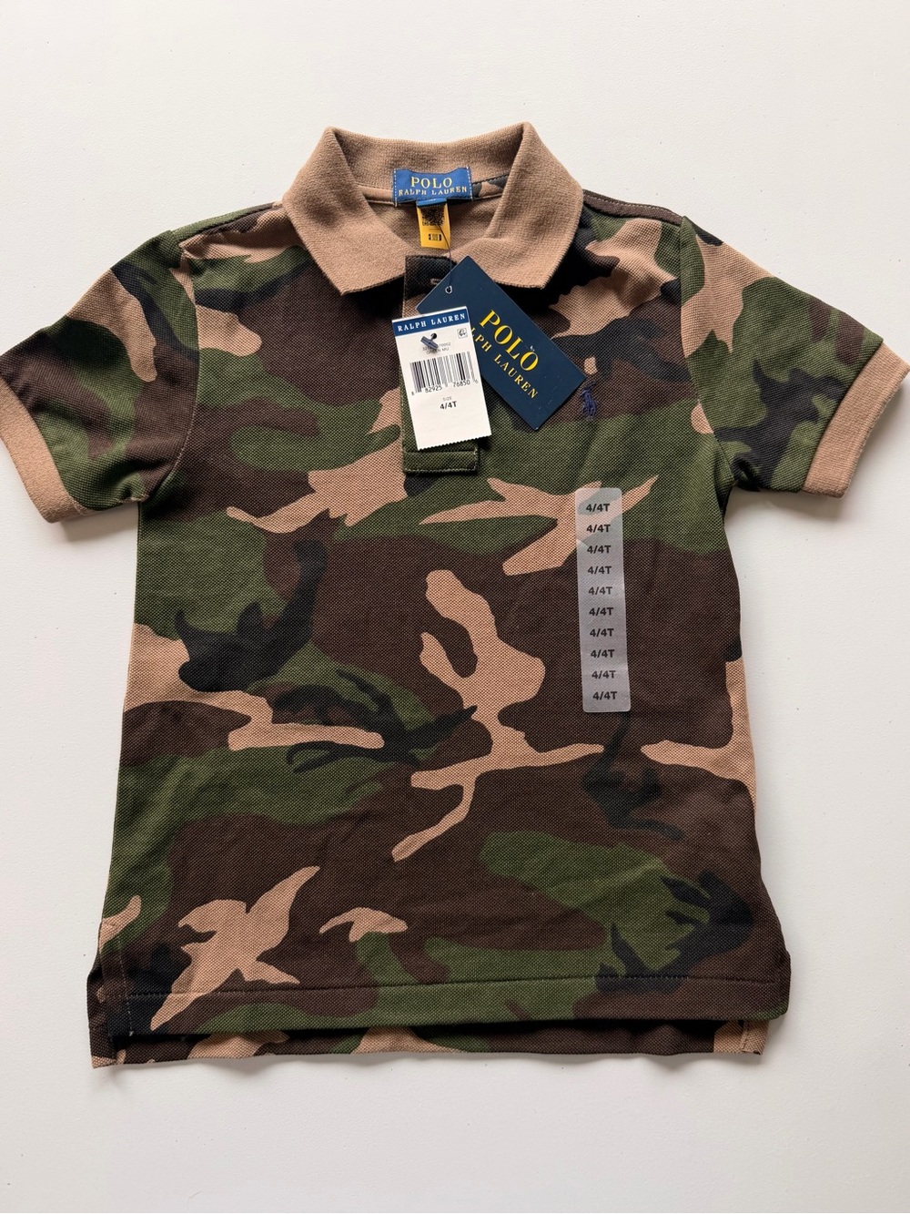 Ralph Lauren Camo Short-Sleeve Polo — Green/Brown